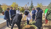 کاشت نهال به یاد شهدای جنگ تحمیلی سوم و شهدای کادر سلامت در محوطه بیمارستان حضرت  امام خمینی(ره) آباده